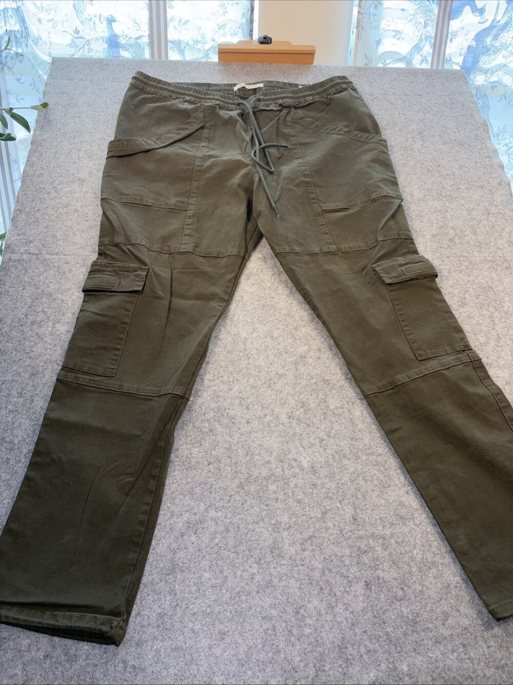 Pacsun Men’s Olive Green Cargo Joggers Elastic Waist Toggle Hem Xl